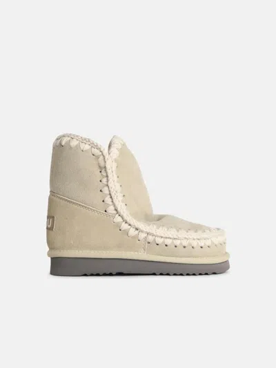 Mou 'eskimo 18 Glitter Logo' Vanilla Suede Ankle Boots In Neutral