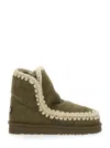 Mou Suede With Crochet Trim Ankle Boot In Green