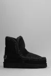 Mou Eskimo 18 Low Heels Ankle Boots In Black Suede In Black