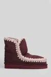 Mou Eskimo 18 Low Heels Ankle Boots In Bordeaux Suede In Burgundy