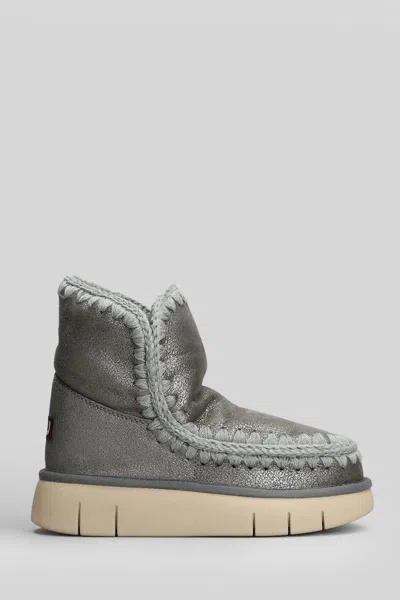 Mou Eskimo 18 Low Heels Ankle Boots In Gray