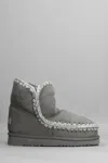 Mou Eskimo 18 Low Heels Ankle Boots In Grey Suede In Grey
