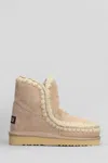 Mou Eskimo 18 Low Heels Ankle Boots In Camel Suede In Multi