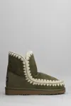 Mou Eskimo 18 Low Heels Ankle Boots In Green Suede In Green