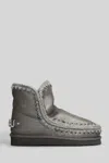 Mou Eskimo 18 Low Heels Ankle Boots In Grey Leather In Gray
