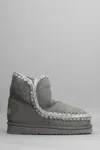Mou Eskimo 18 Low Heels Ankle Boots In Grey Suede In Grey