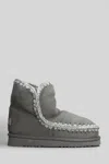 Mou Eskimo 18 Low Heels Ankle Boots In Grey Suede In Gray