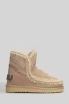 Mou Eskimo 18 Low Heels Ankle Boots In Camel Suede In Pink