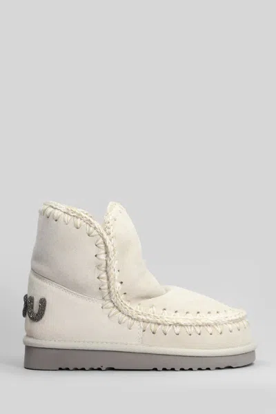 Mou Eskimo 18 Low Heels Ankle Boots In White
