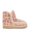 Mou Eskimo 18 Low Heels Ankle Boots In Rose-pink Leather In Pink