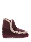 Mou Crochet-trimmed Suede Boots In Red