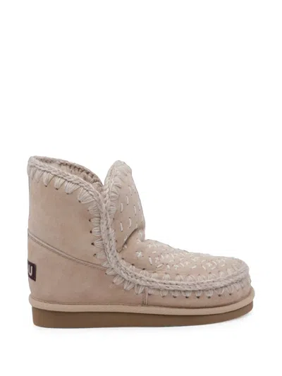 Mou Eskimo 18 Sashiko Ankle Boots In Neutral