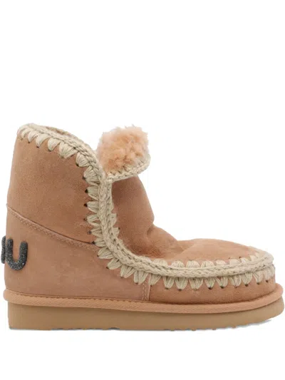 Mou Eskimo 18 Suede Appliqué Boots In Brown