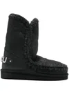Mou Eskimo Sneaker Low Heels Ankle Boots In Black Leather In Black