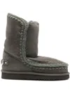 Mou Eskimo Grey Ankle Boots With Crochet Details And Logo Patch On The Rear In Suede Woman In Gray