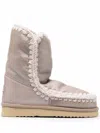 Mou Eskimo 24 Low Heels Ankle Boots In Beige Leather In Grey