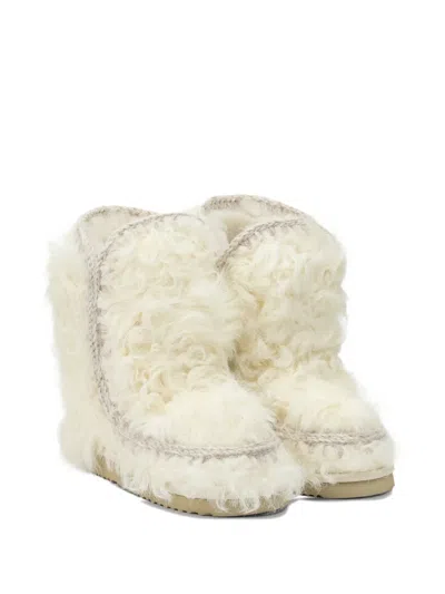 Mou Eskimo 24 Checkiang Fur Ankle Boots In White