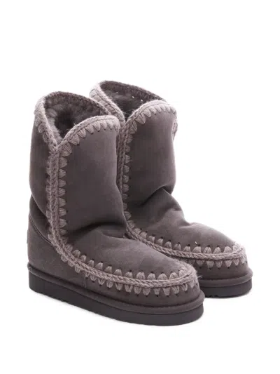 Mou Eskimo 24 Crochet-trim Sheepskin Boots In Grey