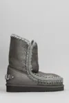Mou Eskimo 24 Low Heels Ankle Boots In Grey Leather In Gray