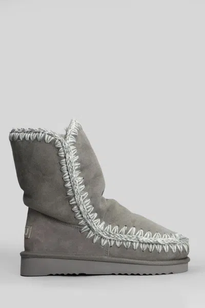 Mou Eskimo 24 Low Heels Ankle Boots In Gray
