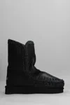 Mou Eskimo 24 Low Heels Ankle Boots In Black Leather In Black