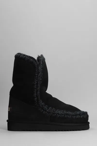 Mou Eskimo 24 Low Heels Ankle Boots In Black Suede