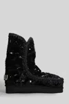 Mou Eskimo 24 Low Heels Ankle Boots In Black Suede In Black