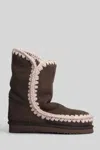 Mou Eskimo 24 Low Heels Ankle Boots In Brown Suede In Brown
