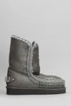 Mou Eskimo 24 Low Heels Ankle Boots In Grey Leather In Multi