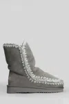 Mou Eskimo 24 Low Heels Ankle Boots In Grey Suede In Gray