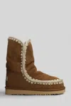 Mou Eskimo 24 Low Heels Ankle Boots In Leather Color Suede In Brown