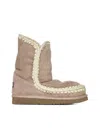 Mou Eskimo 24 Low Heels Ankle Boots In Taupe Suede In Elephant Grey