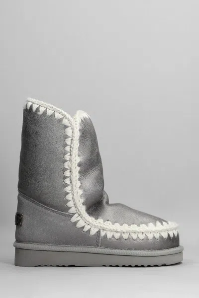 Mou Eskimo 24 Low Heels Ankle Boots In Silver