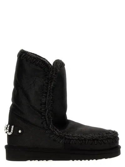 MOU ESKIMO 24 RHINESTONE LOGO ANKLE BOOTS