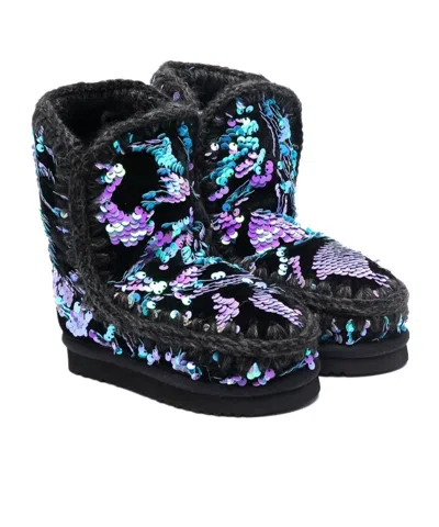 Mou Eskimo 24 Sequin Sheepskin Boots In Black