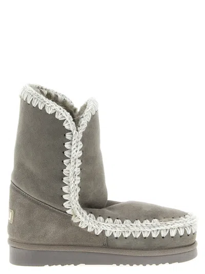 Mou Suede Ankle Slippers Eskimo 24 Flat Sole In Brown