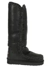 Mou Eskimo Leather And Shearling Boots  In Black