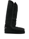 Mou Eskimo 40 Low Heels Boots In Black Suede In Black