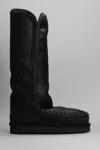 Mou Eskimo Leather And Shearling Boots  In Black