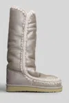 Mou Eskimo 40 Low Heels Boots In Beige Suede In Nude