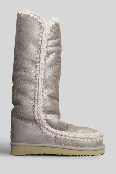 MOU ESKIMO 40 LOW HEELS BOOTS IN BEIGE SUEDE