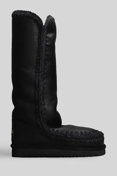 Mou Eskimo 40 Low Heels Boots In Black Leather