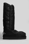 Mou Eskimo 40 Low Heels Boots In Black Leather In Black