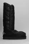 MOU ESKIMO 40 LOW HEELS BOOTS IN BLACK LEATHER