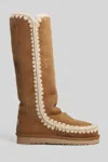 Mou Eskimo 40 Low Heels Boots In Leather Color Suede In Brown