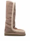 Mou Eskimo 40 Low Heels Boots In Taupe Suede In Taupe