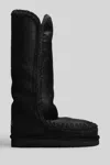 Mou Eskimo 40 Low Heels Boots In Black Leather In Multi