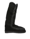 Mou Eskimo Bounce 40 Low Heels Boots In Black Suede In Negro
