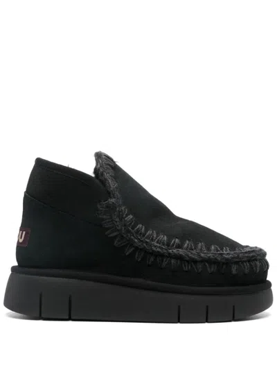 Mou Eskimo Black Slip-on Boots With Rear Logo In Suede Woman
