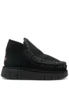 Mou Moccasin-inspired Ankle Boots With Whipstitch Detailing In Black